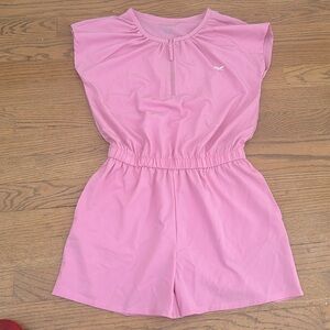 Reebok Girl's Trim Zip shorts jumpsuit Performance Fit Romper Elastic Waist